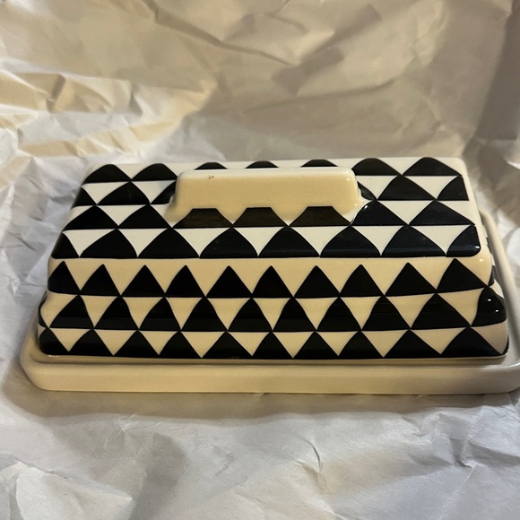 Black and White Geometric Butter Dish - Picture 1 of 3